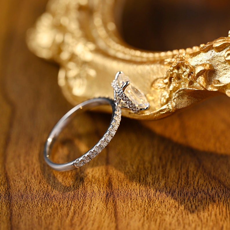 3 CT Radiant Pave Moissanite Engagement Ring