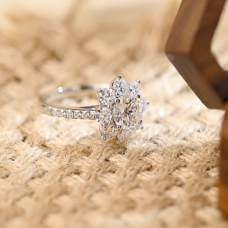 2 CT Round Halo & Pave Moissanite Engagement Ring