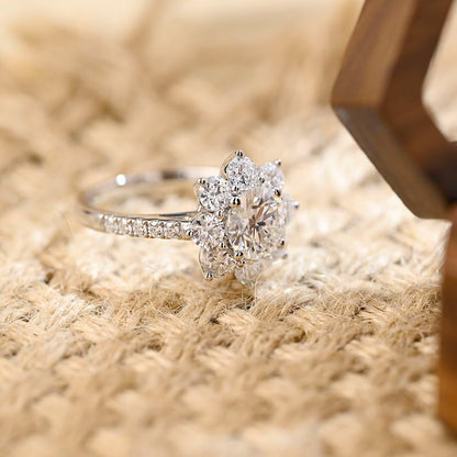 2 CT Round Halo & Pave Moissanite Engagement Ring