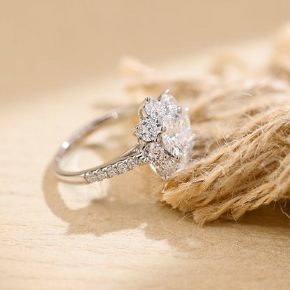 2 CT Round Halo & Pave Moissanite Engagement Ring