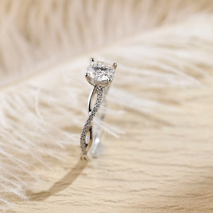 2 CT Round Criss Cross Pave Moissanite Engagement Ring