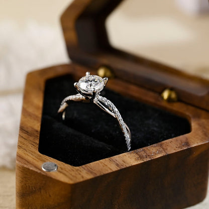 2 CT Round Criss Cross Pave Moissanite Engagement Ring