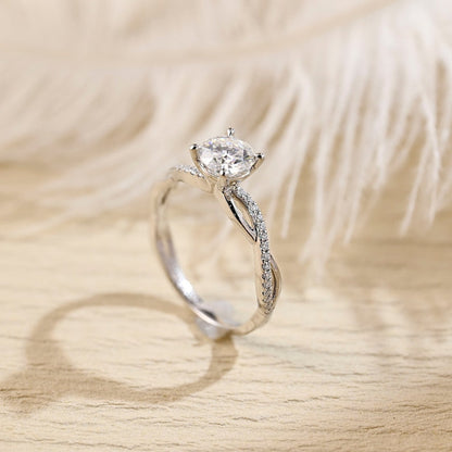 2 CT Round Criss Cross Pave Moissanite Engagement Ring
