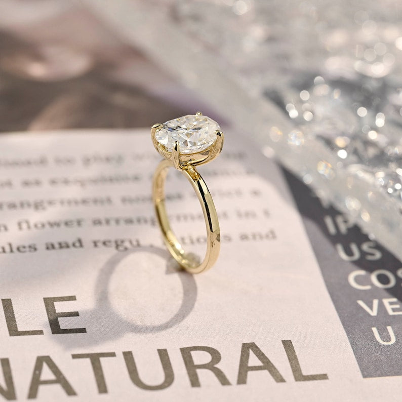 3 CT Oval Solitaire Moissanite Engagement Ring