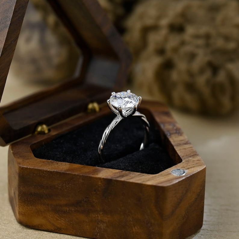 1 CT Round Solitaire & Twisted Shank Moissanite Engagement Ring