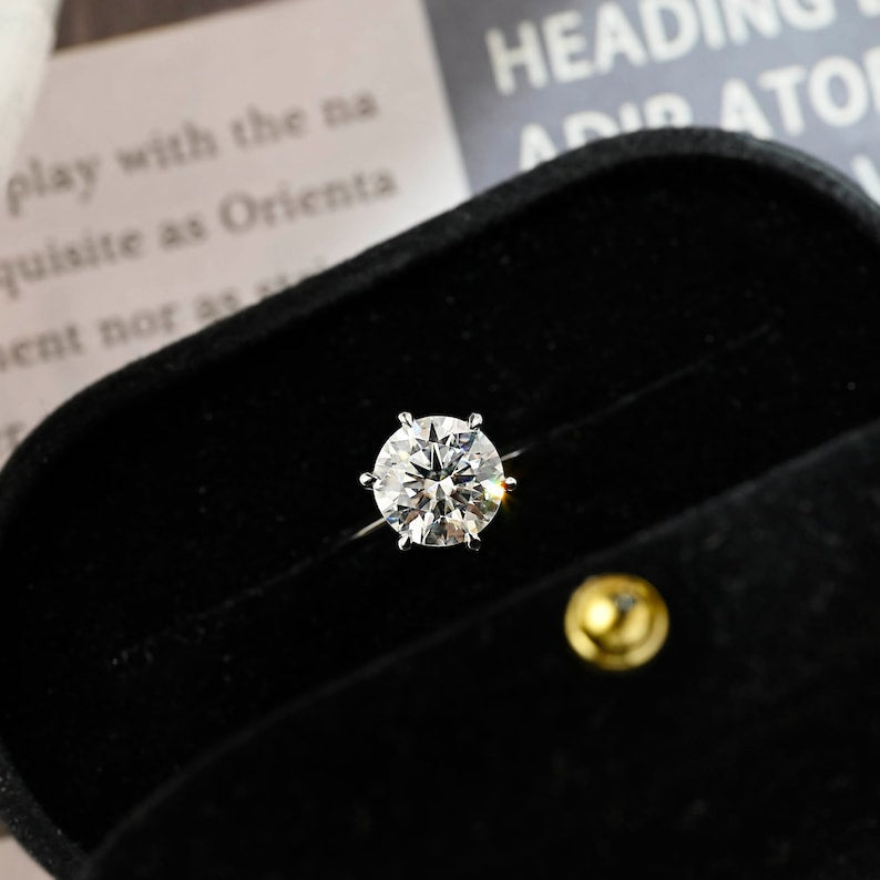 2 CT Round Hidden Halo Moissanite Engagement Ring