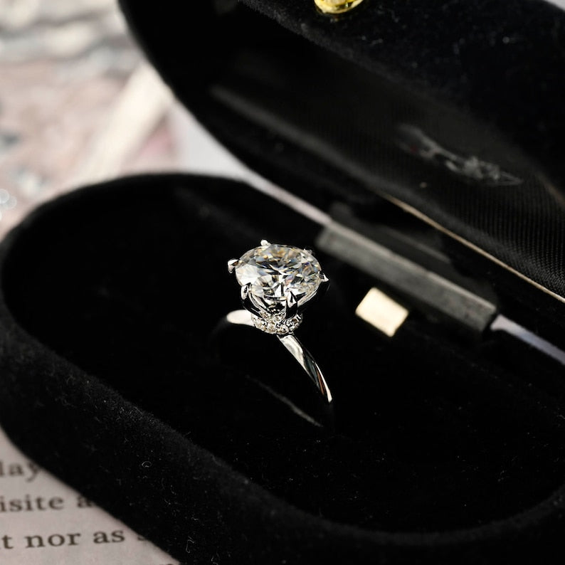 2 CT Round Hidden Halo Moissanite Engagement Ring