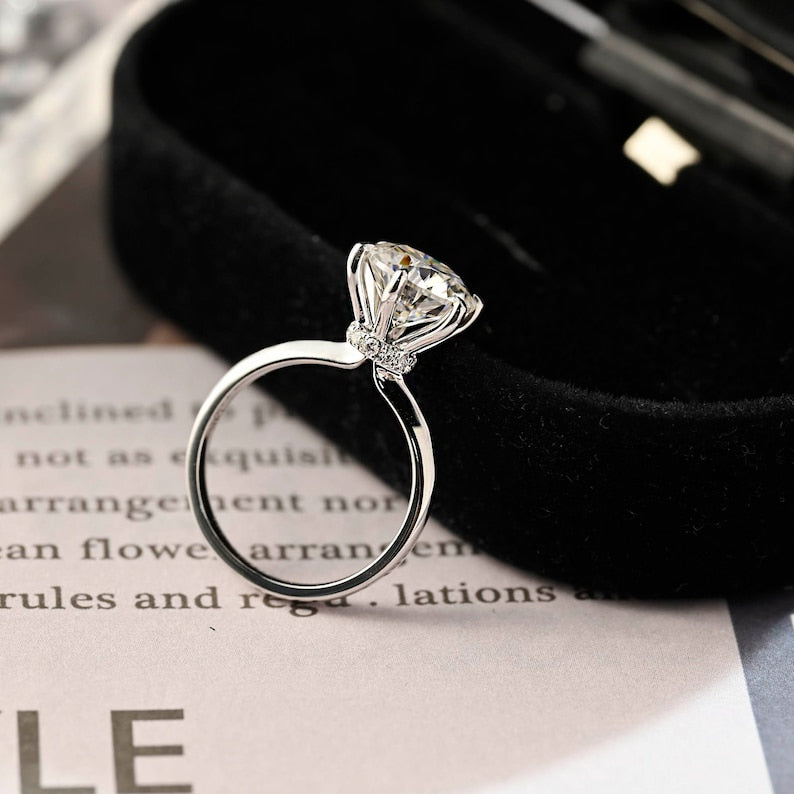 2 CT Round Hidden Halo Moissanite Engagement Ring