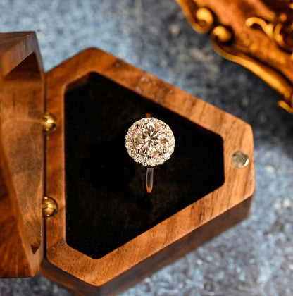 3 CT Round Halo Moissanite Engagement Ring
