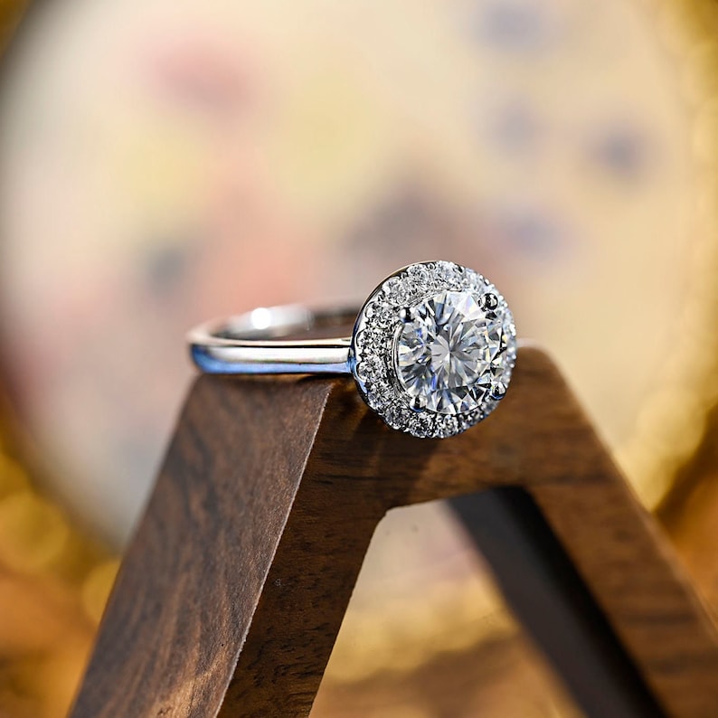 3 CT Round Halo Moissanite Engagement Ring