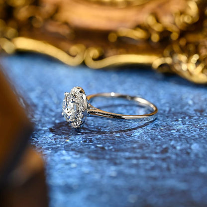 3 CT Round Halo Moissanite Engagement Ring
