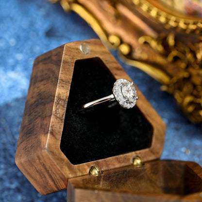 3 CT Round Halo Moissanite Engagement Ring