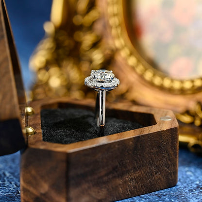 3 CT Round Halo Moissanite Engagement Ring