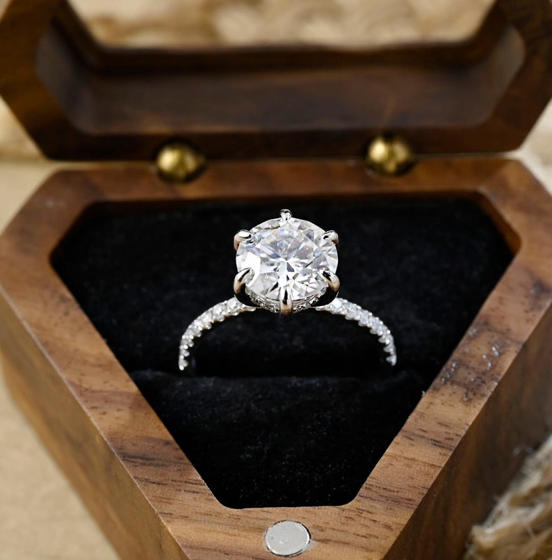 3.5 CT Round Pave Moissanite Engagement Ring