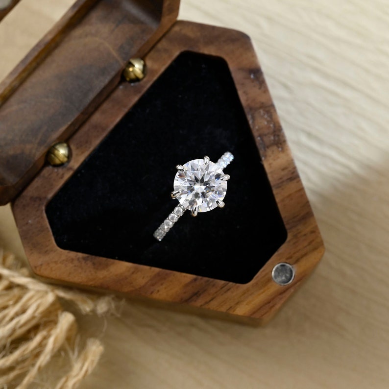 3.5 CT Round Pave Moissanite Engagement Ring
