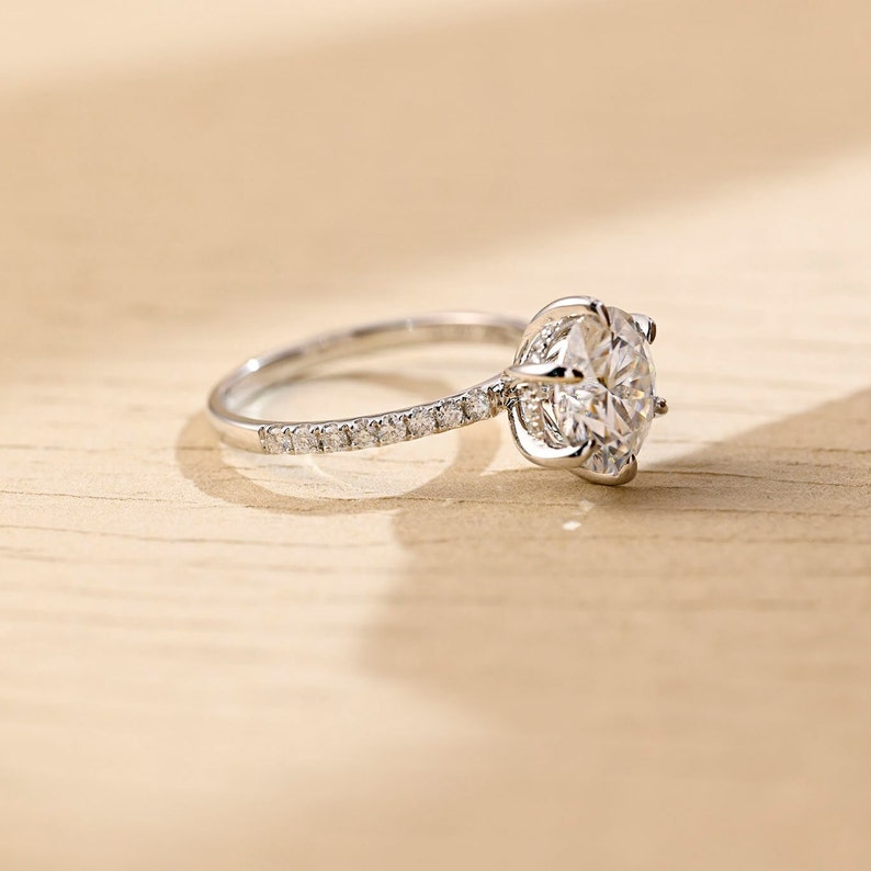 3.5 CT Round Pave Moissanite Engagement Ring