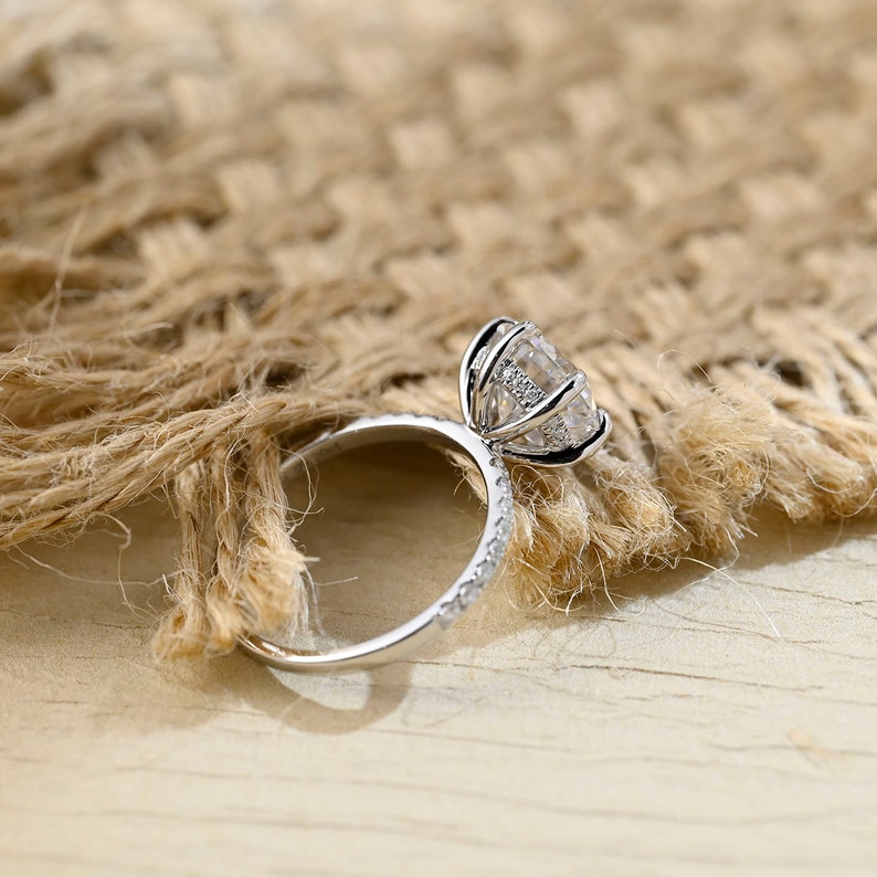 3.5 CT Round Pave Moissanite Engagement Ring