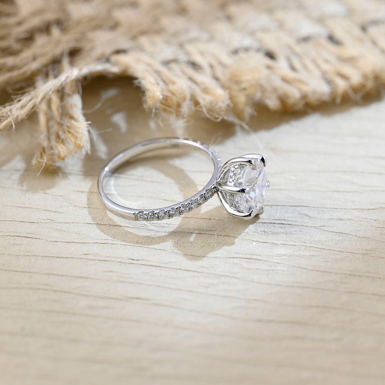 3.5 CT Round Pave Moissanite Engagement Ring