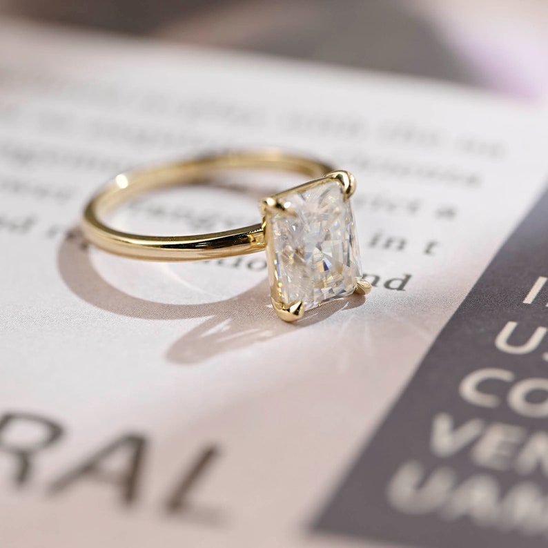 3 CT Radiant Solitaire Moissanite Engagement Ring