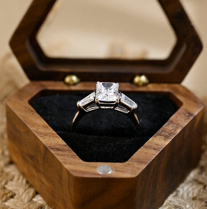 6 CT Radiant Three Stone Moissanite Engagement Ring