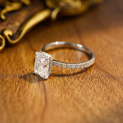 3 CT Radiant Pave Moissanite Engagement Ring