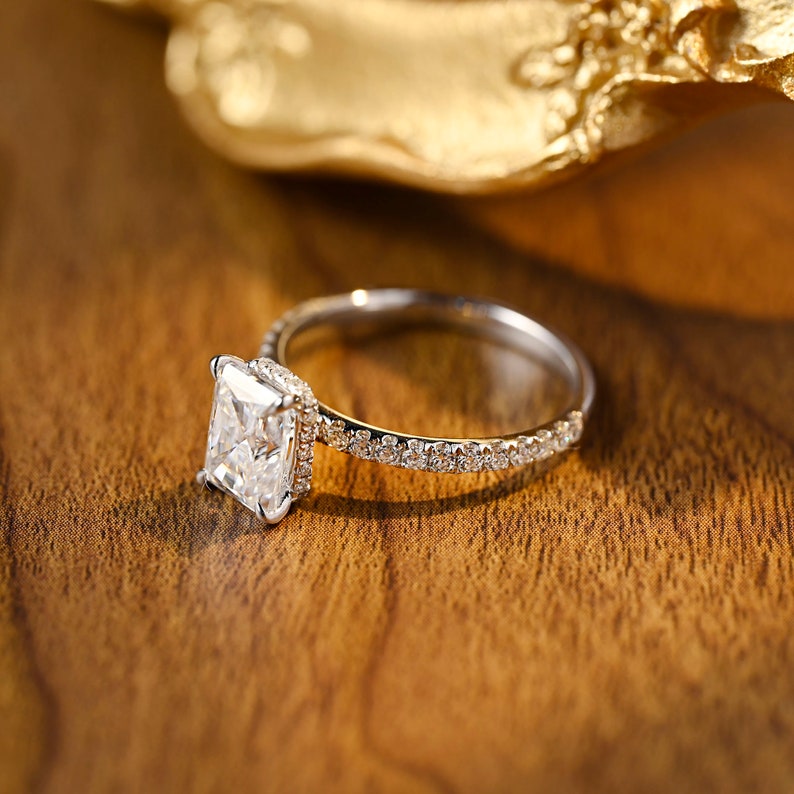 3 CT Radiant Pave Moissanite Engagement Ring