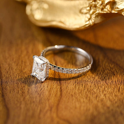 3 CT Radiant Pave Moissanite Engagement Ring