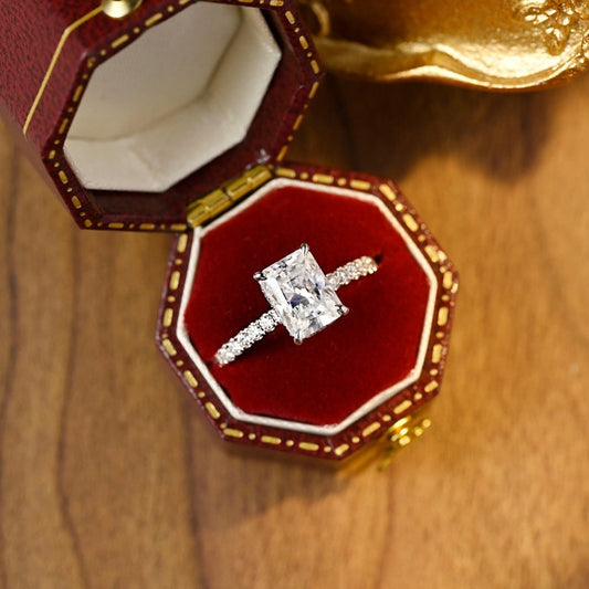3 CT Radiant Pave Moissanite Engagement Ring