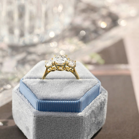 3 CT Round Three Stone Moissanite Engagement Ring