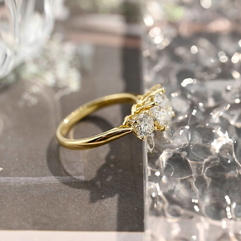 3 CT Round Three Stone Moissanite Engagement Ring