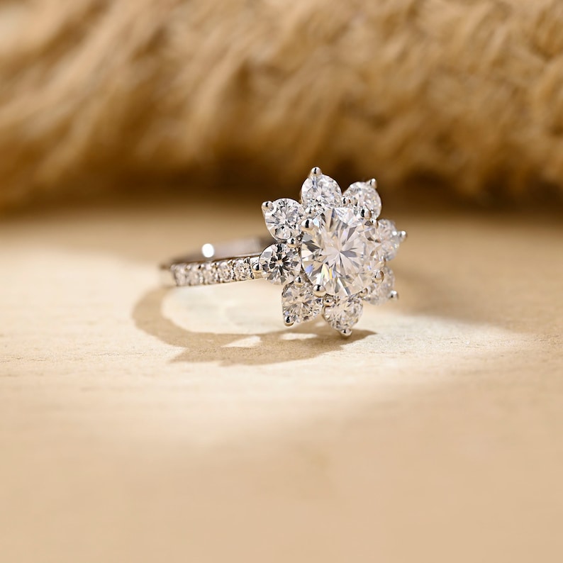 2 CT Round Halo & Pave Moissanite Engagement Ring