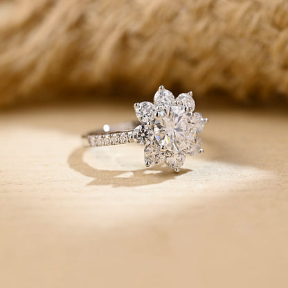 2 CT Round Halo & Pave Moissanite Engagement Ring