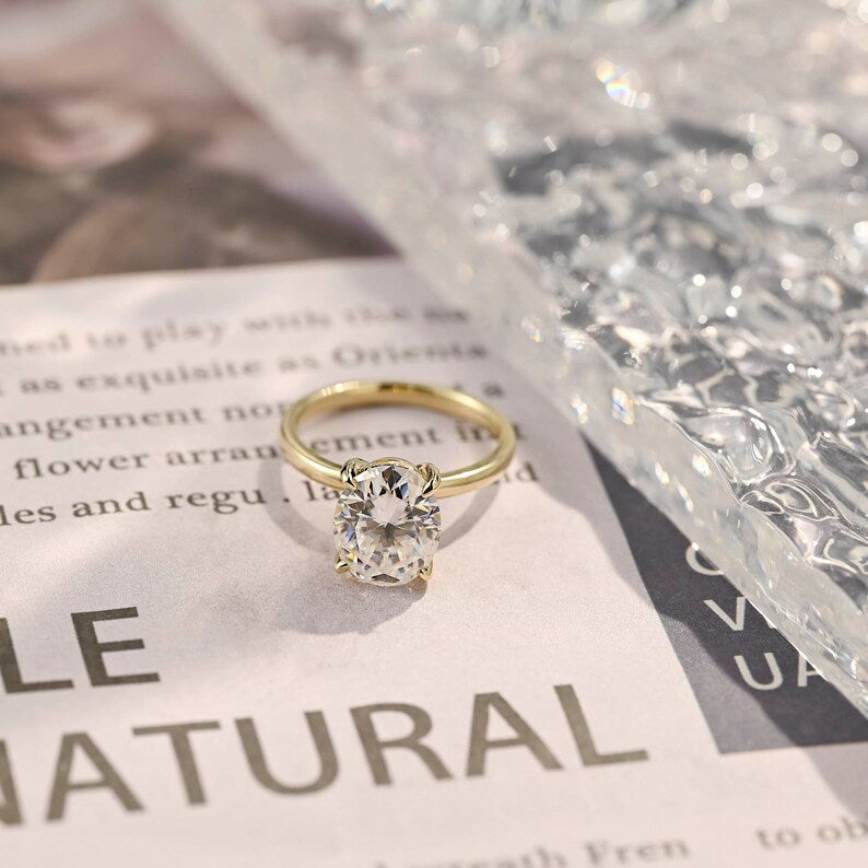 3 CT Oval Solitaire Moissanite Engagement Ring
