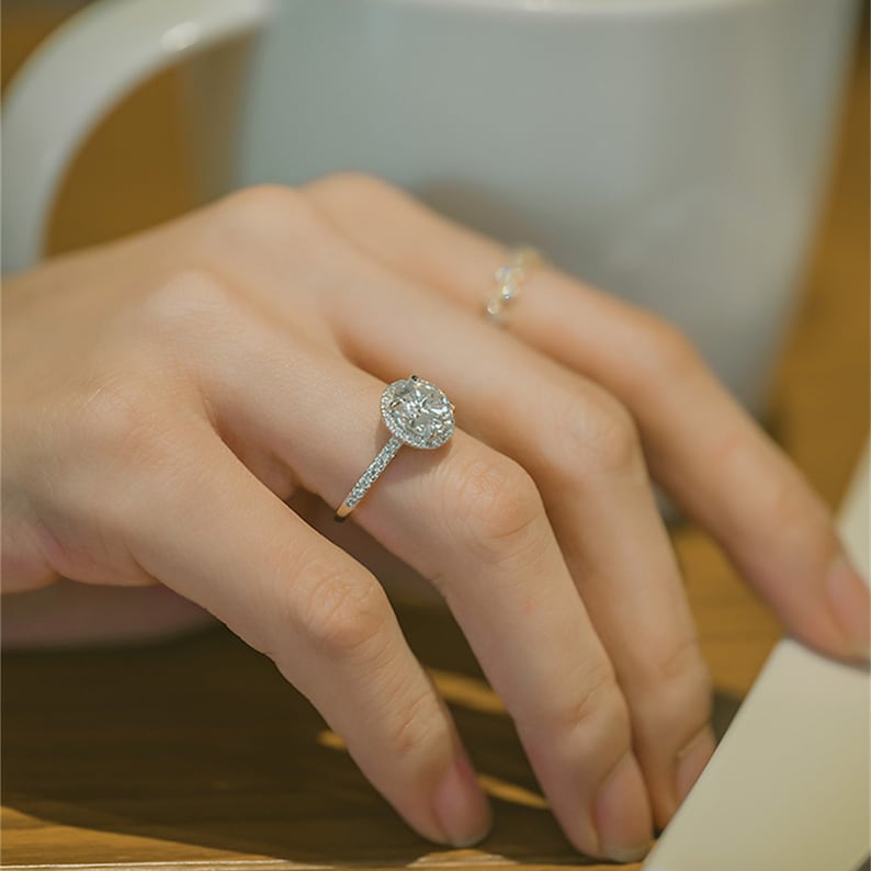 4 CT Round Halo & Pave Moissanite Engagement Ring