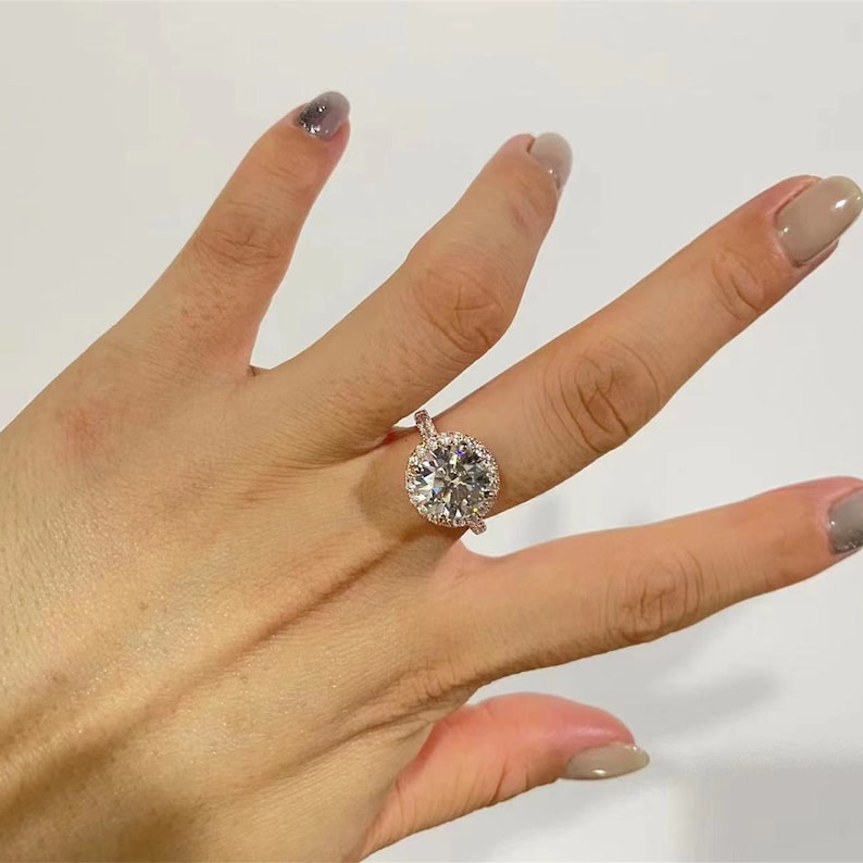 4 CT Round Halo & Pave Moissanite Engagement Ring
