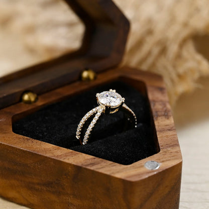 2 CT Round Criss Cross Pave Moissanite Engagement Ring