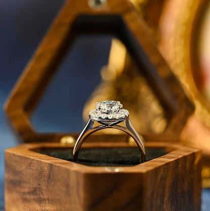 3 CT Round Halo Moissanite Engagement Ring