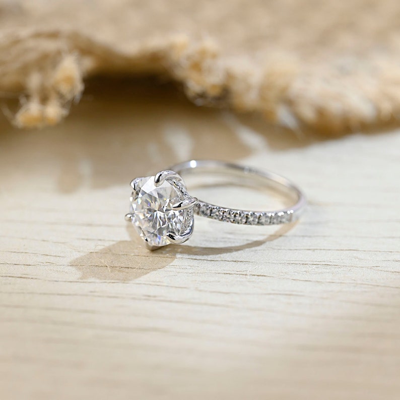 3.5 CT Round Pave Moissanite Engagement Ring