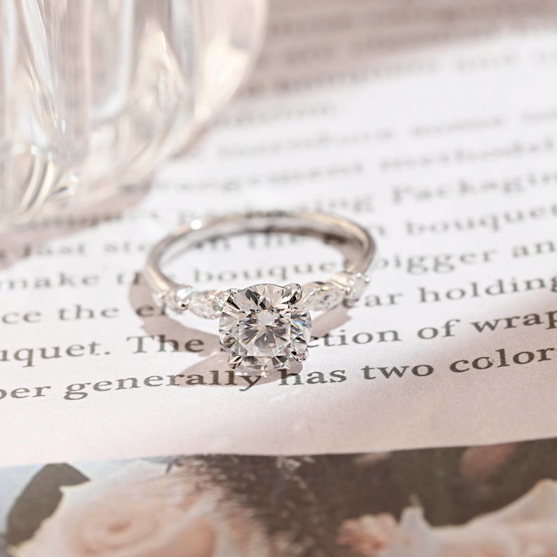2 CT Round Pave Moissanite Engagement Ring
