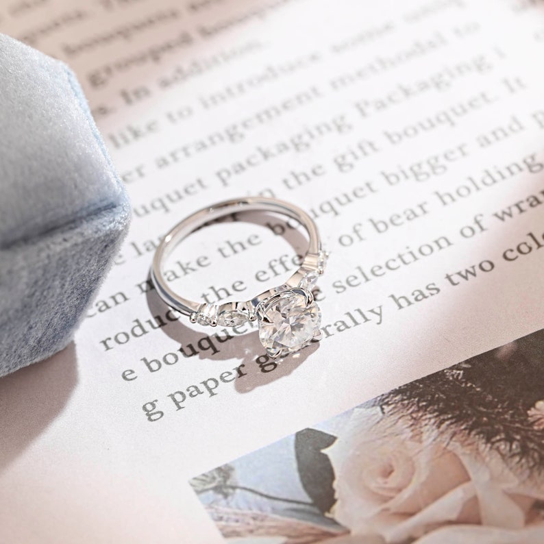 2 CT Round Pave Moissanite Engagement Ring