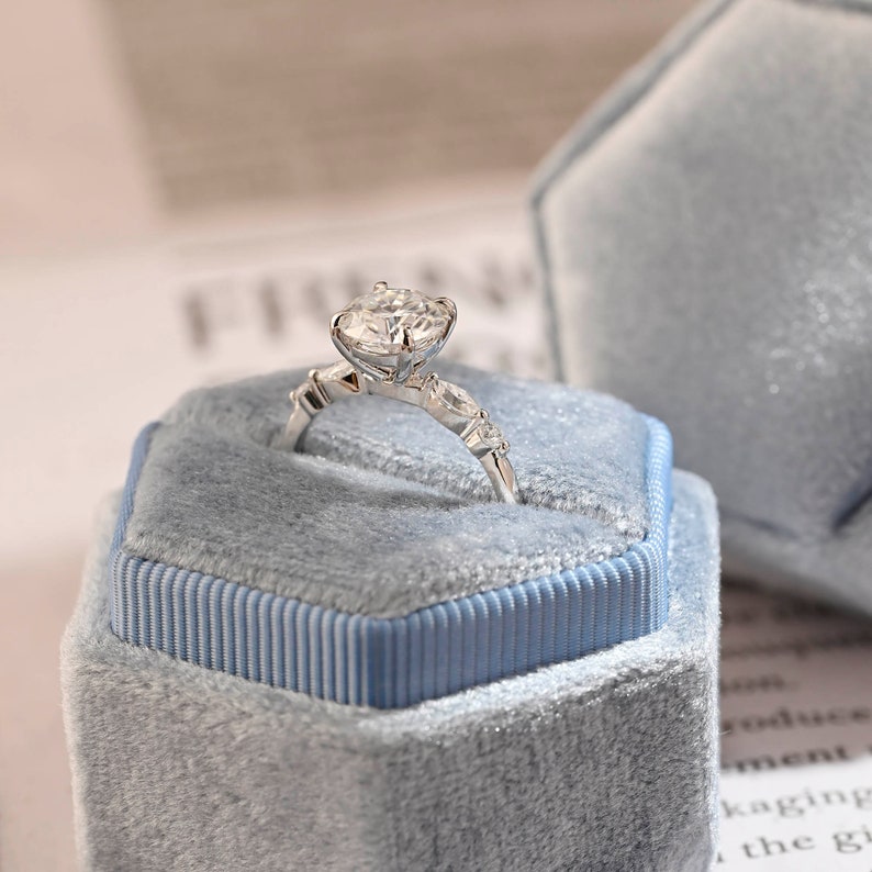 2 CT Round Pave Moissanite Engagement Ring