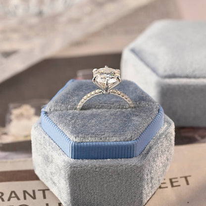 3 CT Round Pave Moissanite Engagement Ring