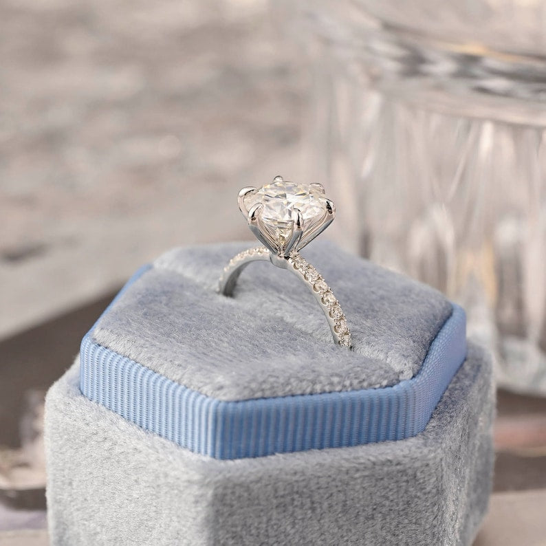 3 CT Round Pave Moissanite Engagement Ring