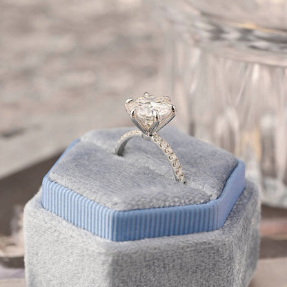 3 CT Round Pave Moissanite Engagement Ring