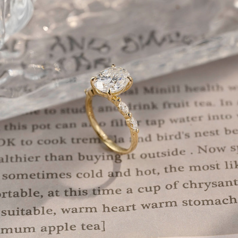 2.5 CT Oval Pave Moissanite Engagement Ring