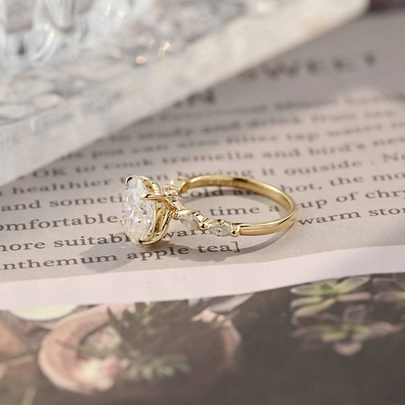 2.5 CT Oval Pave Moissanite Engagement Ring
