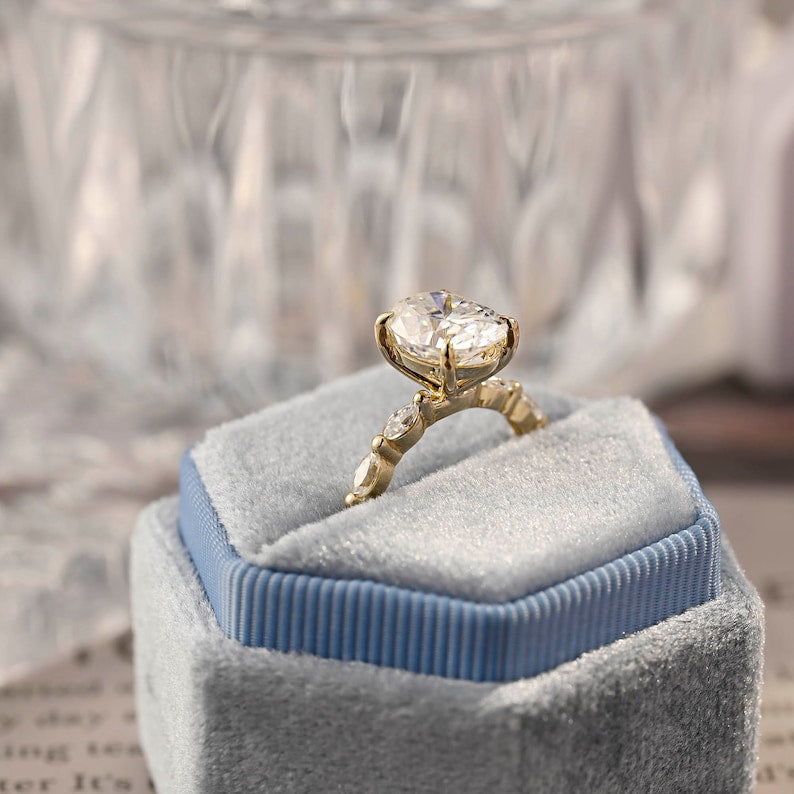 2.5 CT Oval Pave Moissanite Engagement Ring