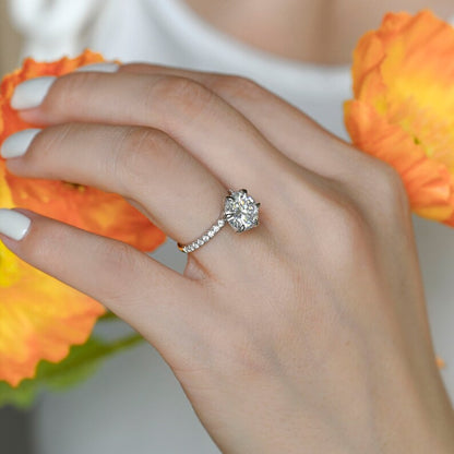 3 CT Round Pave Moissanite Engagement Ring