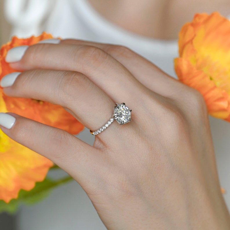 3.5 CT Round Pave Moissanite Engagement Ring