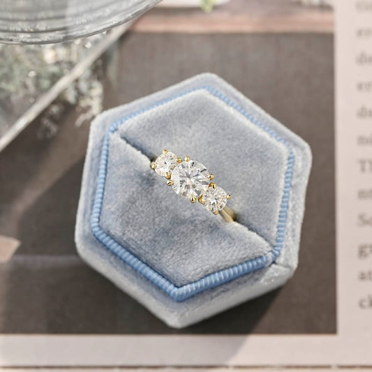 3 CT Round Three Stone Moissanite Engagement Ring